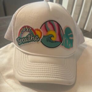White Trucker Hat with Colorful Patches